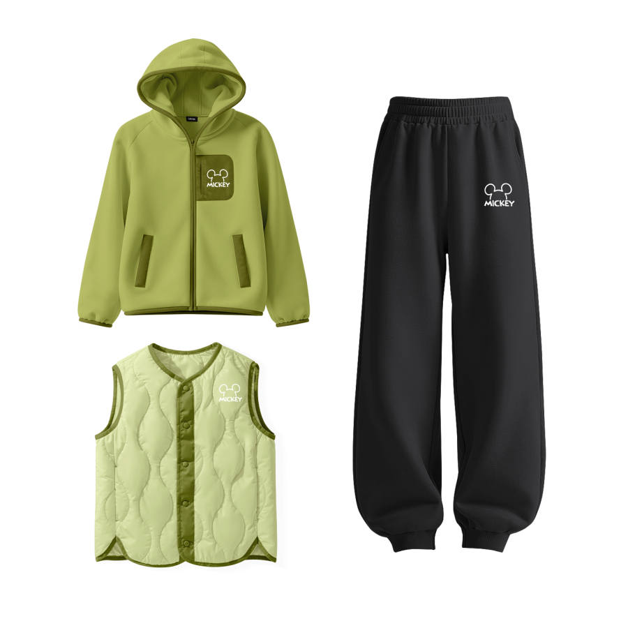 Disney Kids Casual Sportswear Hooded Thickened And Fleece Lined