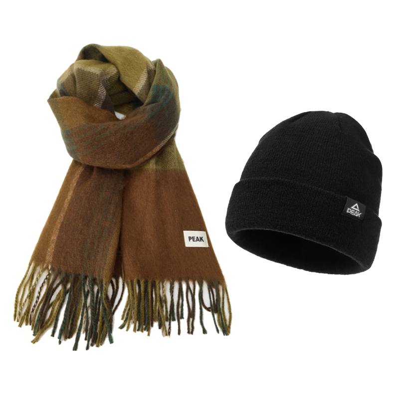 PEAK PEAK Polyester Knit Scarves Unisex Brown