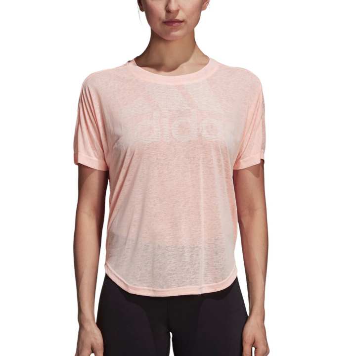 Adidas Adidas T Shirts Women's Light Pink Crew Neck Thin