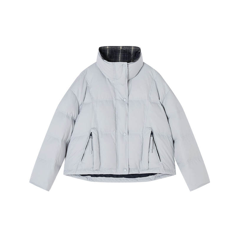 XIANGYING Down Jackets Women's Nautical Blue Stand Collar Moderate Puffer Jacket