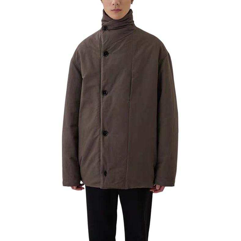 Lemaire Puffer Jackets Unisex Earth Brown Stand Collar Moderate
