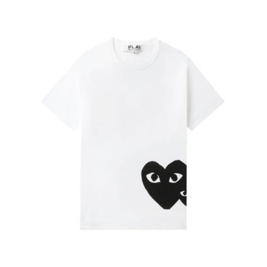 CDG Play T Shirts Unisex White Crew Neck Moderate