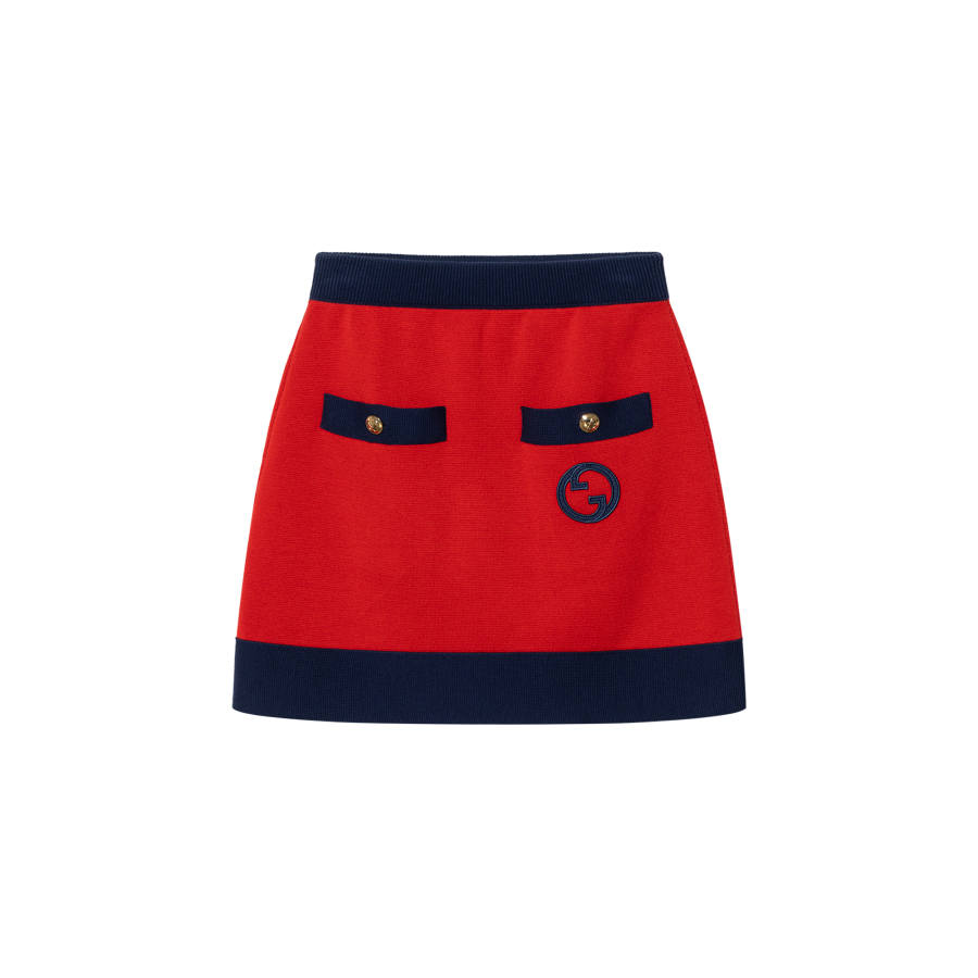 GUCCI Casual Short Skirts Women's Red Moderate Knitted Skirt