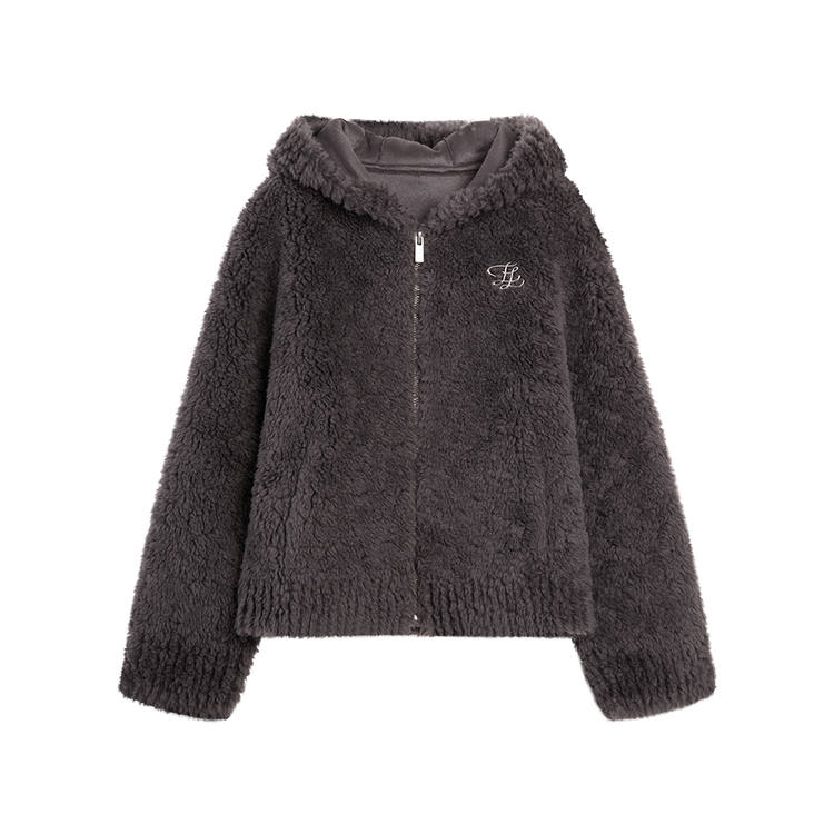 ELLE Velvet Jackets Women's Black Hooded Moderate