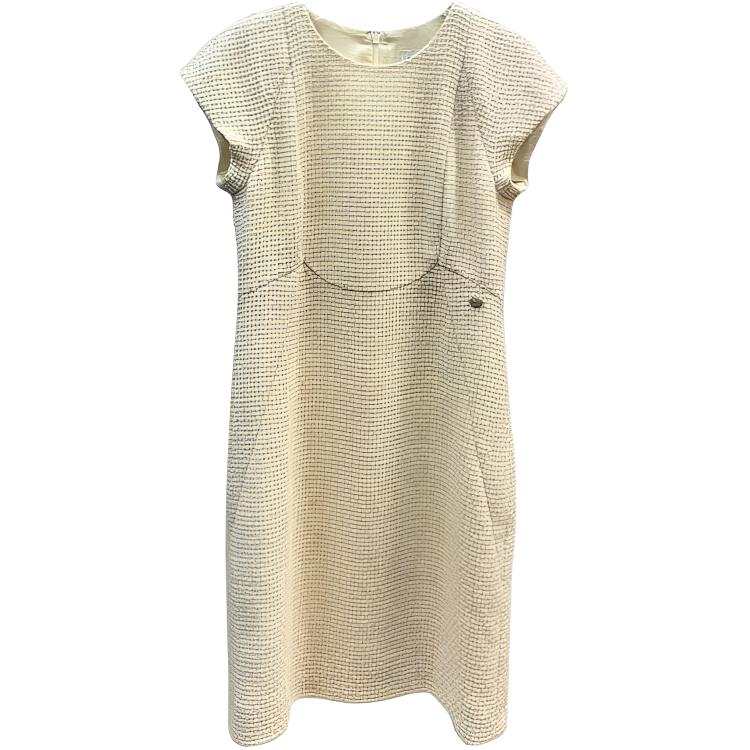 CHANEL Short Sleeved Dress Women's Milk White