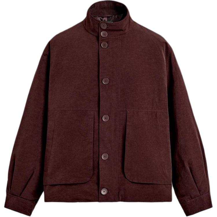 ZARA Jackets Men's Burgundy Red Color Stand Collar Moderate Other