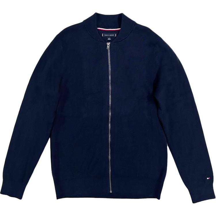 Tommy Hilfiger Knitwear Men's Navy Blue Stand Collar Moderate Cardigan