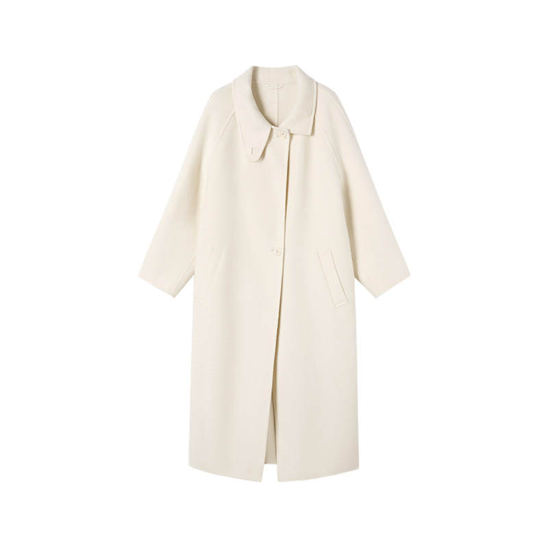 XIANGYING Coats Women's White Stand Collar Moderate