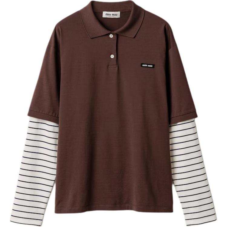 MIU MIU Long Sleeved Layered Polo Shirt