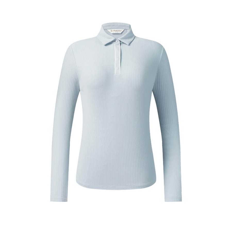 FILA Golf Polo Shirt Women's Satin Gray Blue
