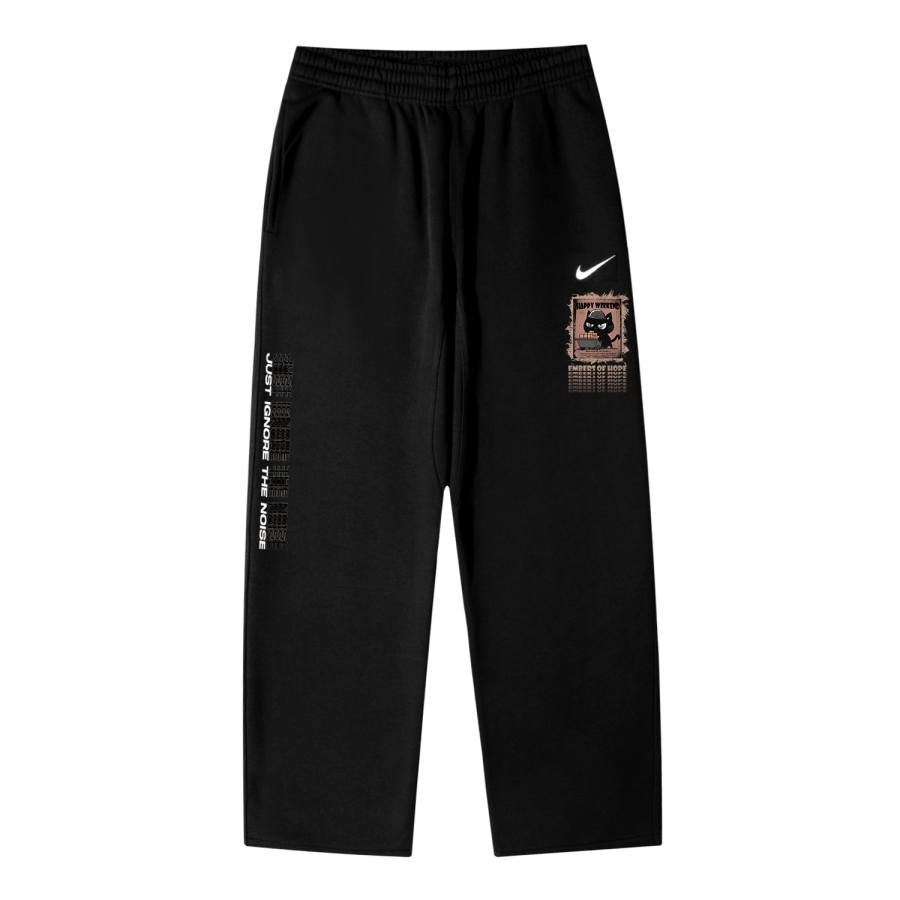 Nike Nike Fleece Lined Faux Linen Brick Black AS OH Pant Swoosh NF Logo Breathable Casual Knitted Sweatpants Unisex Black