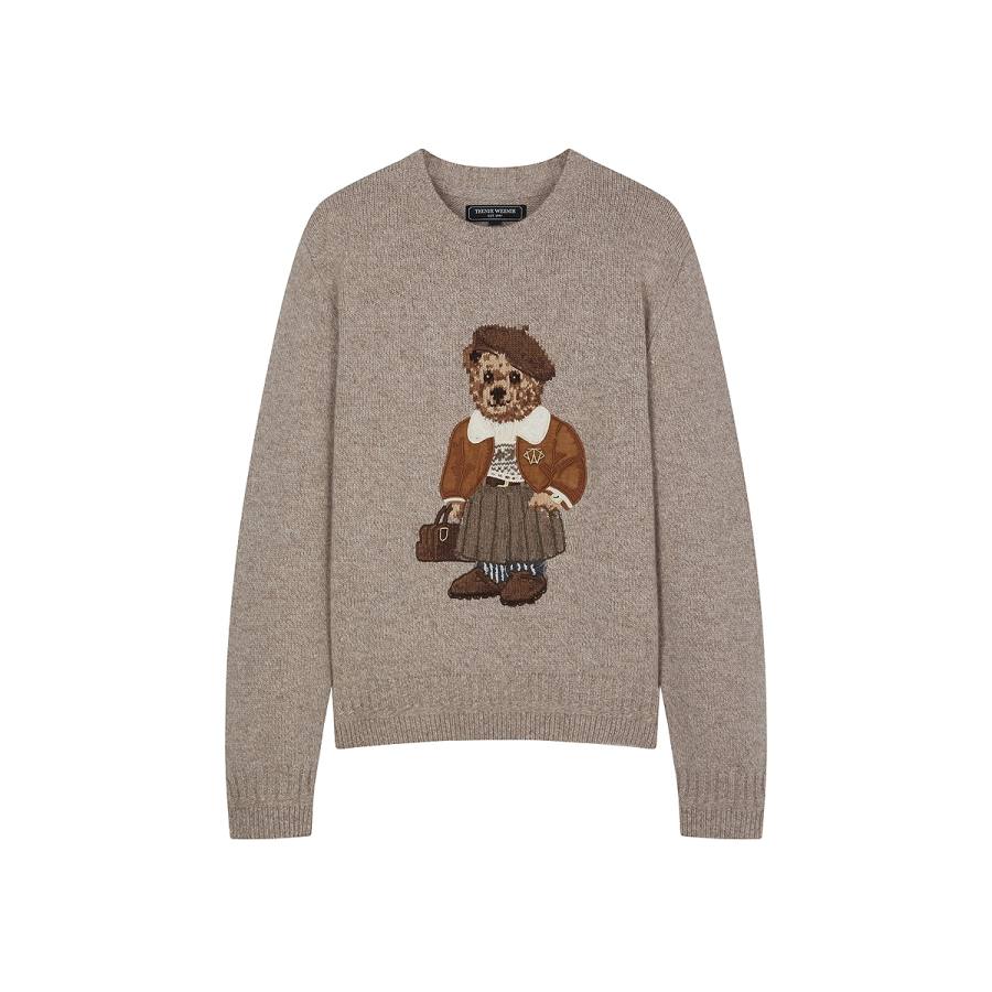 Teenie Weenie Sweaters Women's Khaki Crew Neck Moderate Other