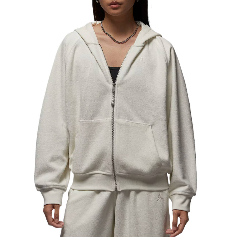 Jordan Jordan Sweatshirts Women's Sail White/Sail White Hooded Moderate Cardigan