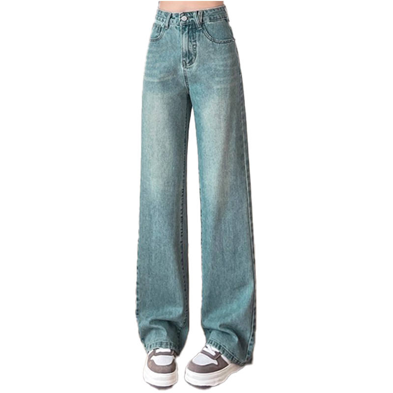 SIXUSICHOU Jeans Unisex Blue Moderate Wide Leg Pants