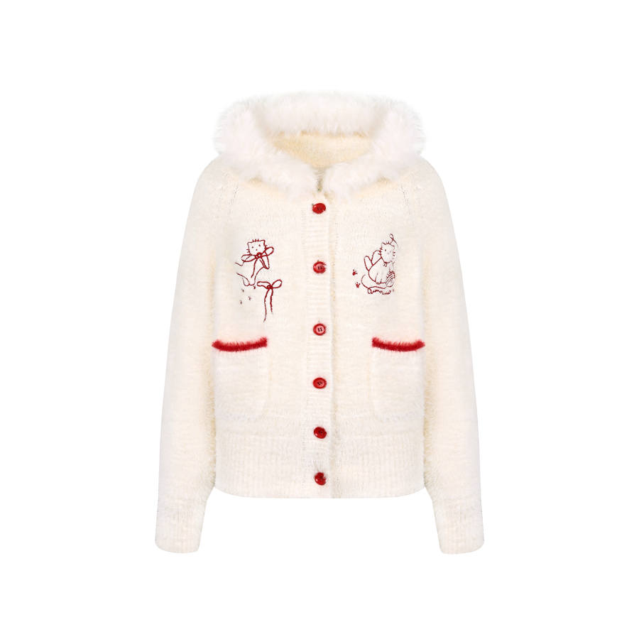 Umoumo Sweaters Women's Hooded Moderate Cardigan