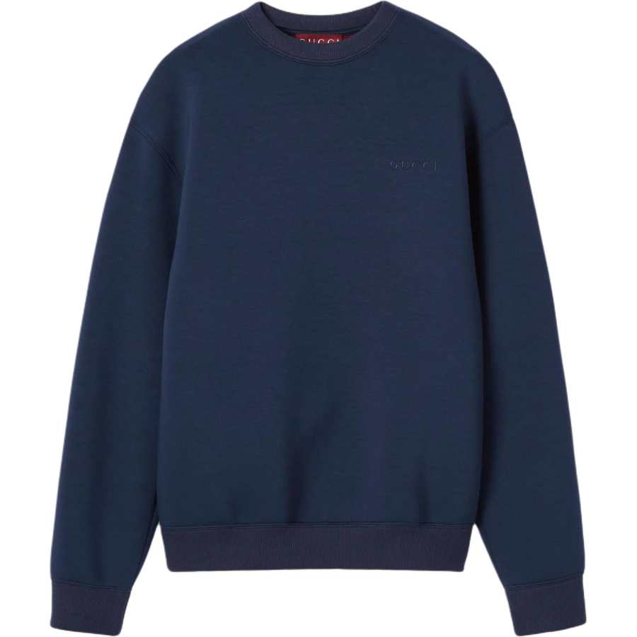 GUCCI Sweatshirts Men's Marine Blue Crew Neck Moderate Regular