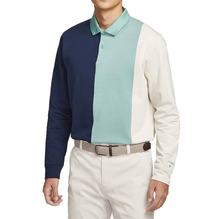 Nike Nike Golf Clothing Men's Dark Blue/Light Green/White Polo Collar Moderate