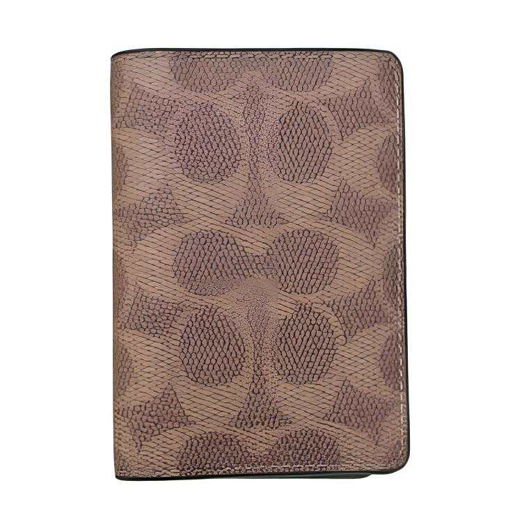 COACH COACH Coated Canvas Card Holder Men's Tan & Black