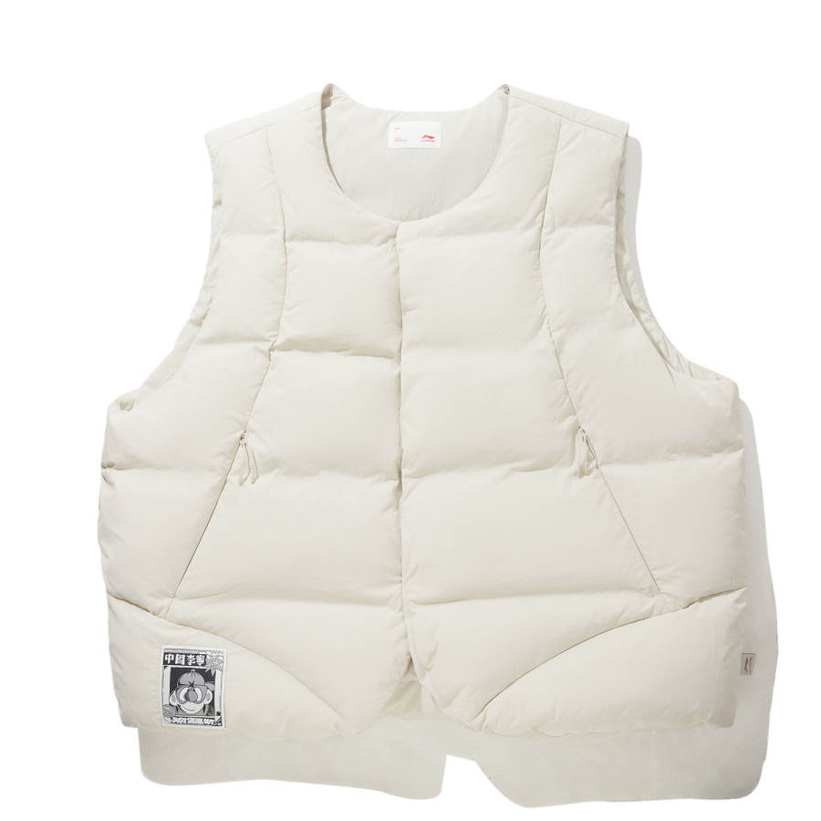Li-Ning Li Ning Down Vests Men's Gravel White Gray Crew Neck Moderate Other