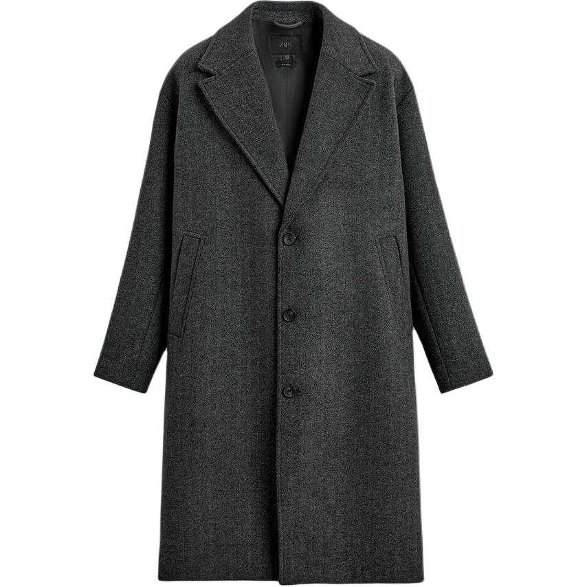 ZARA Coats Men's Coal Gray Suit Collar Moderate