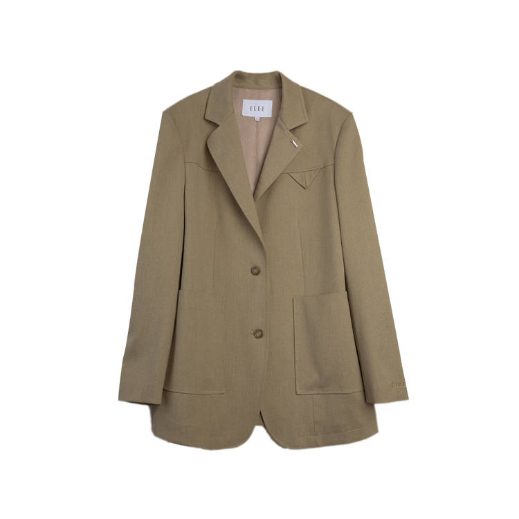 ELLE Business Suits Women's Khaki Suit Collar Moderate