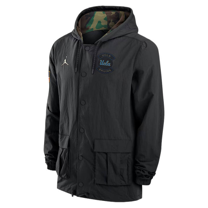 Jordan Jordan Ucla Men's Jordan Brand Full Snap Hooded Military Jacket