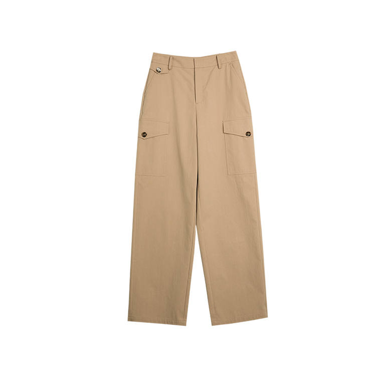 ELLE Casual Pants Women's Khaki Moderate Straight Fit Pants