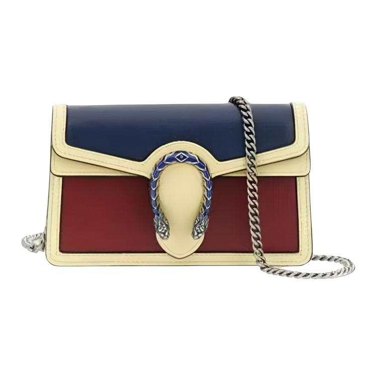 GUCCI Cow Leather Crossbody Bags Mini Women's Blue & Red