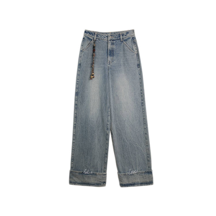 ELLE Jeans Women's Denim Blue Moderate Straight Fit Pants