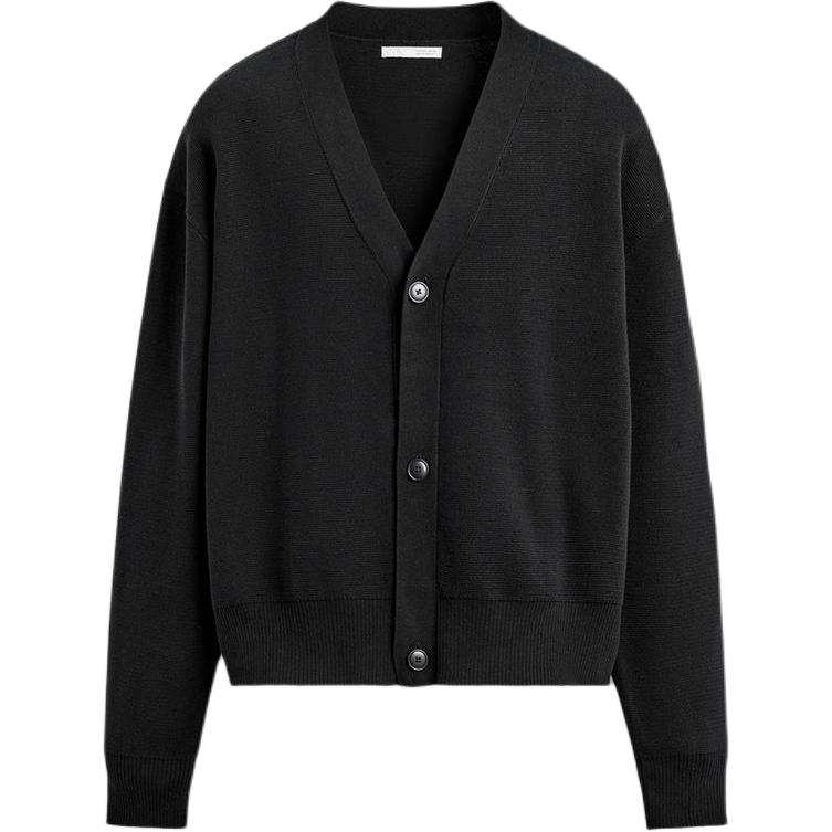 ZARA Knitwear Men's Black V Neck Moderate Cardigan