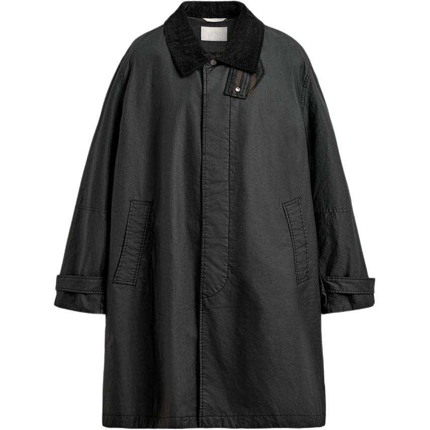 ZARA Trench Coats Men's Black Lapel Moderate