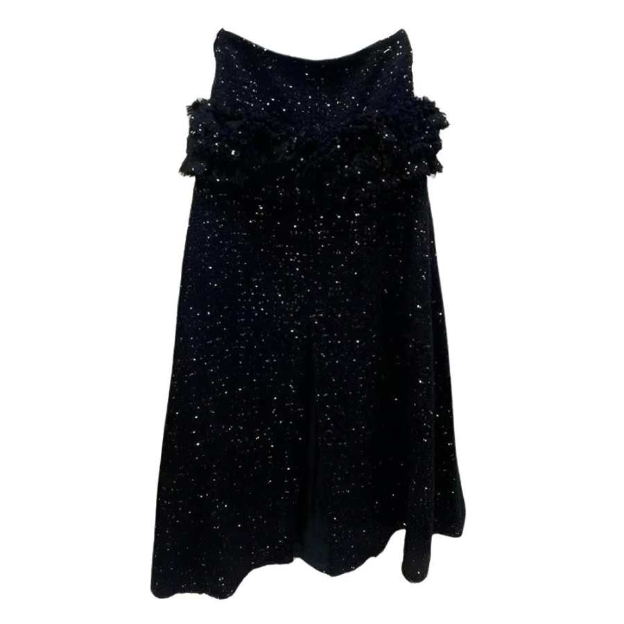CHANEL 21A Pre Fall Premium Handmade Workshop Casual Long Skirt Women's Black
