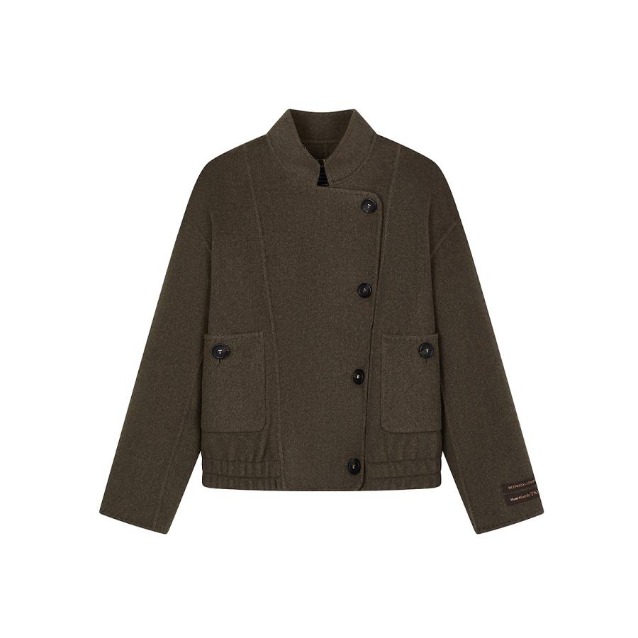 Teenie Weenie Coats Women's High Intelligence Brown Stand Collar Moderate