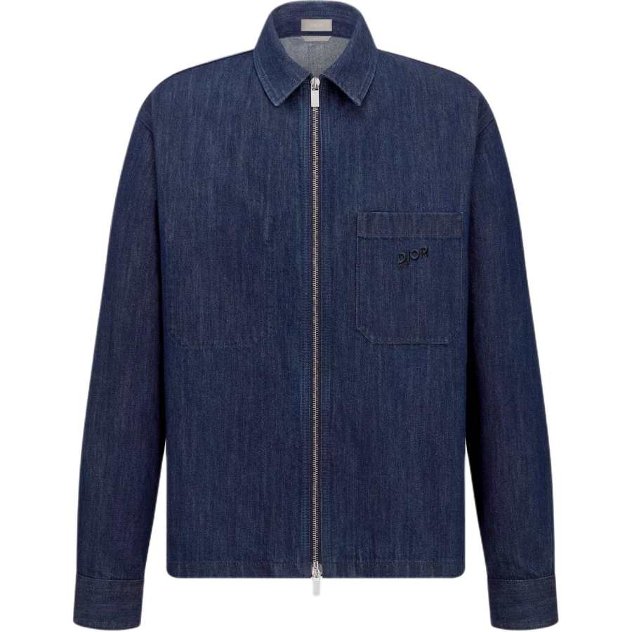 DIOR DIOR Denim Jackets Men's Blue Lapel Moderate