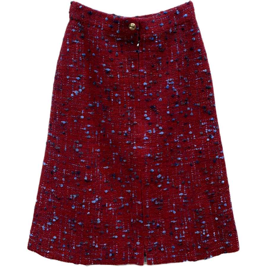 CHANEL 20K Knit Long Skirt Women's Red