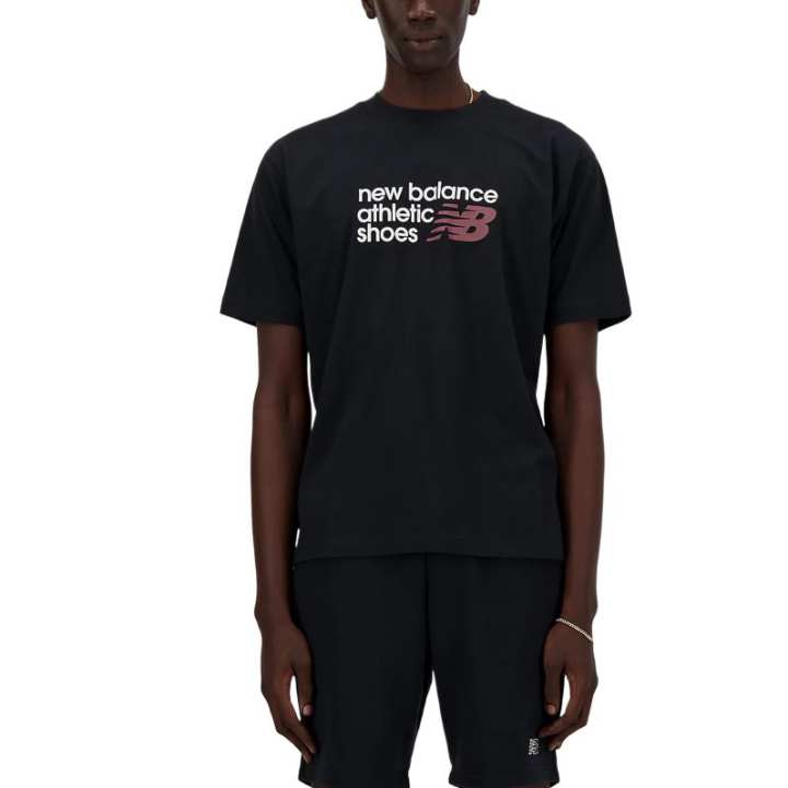 New Balance New Balance T Shirts Men's Black Crew Neck Moderate Straight Fit