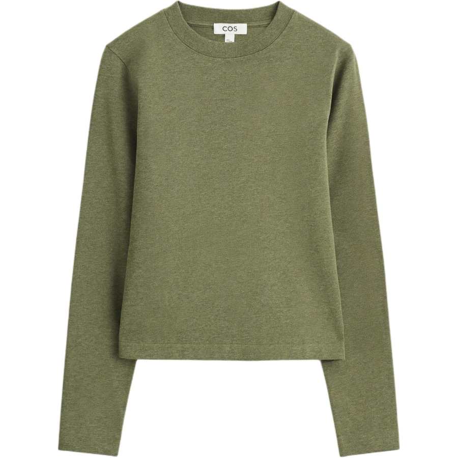 COS T Shirts Women's Olive Green Crew Neck Moderate