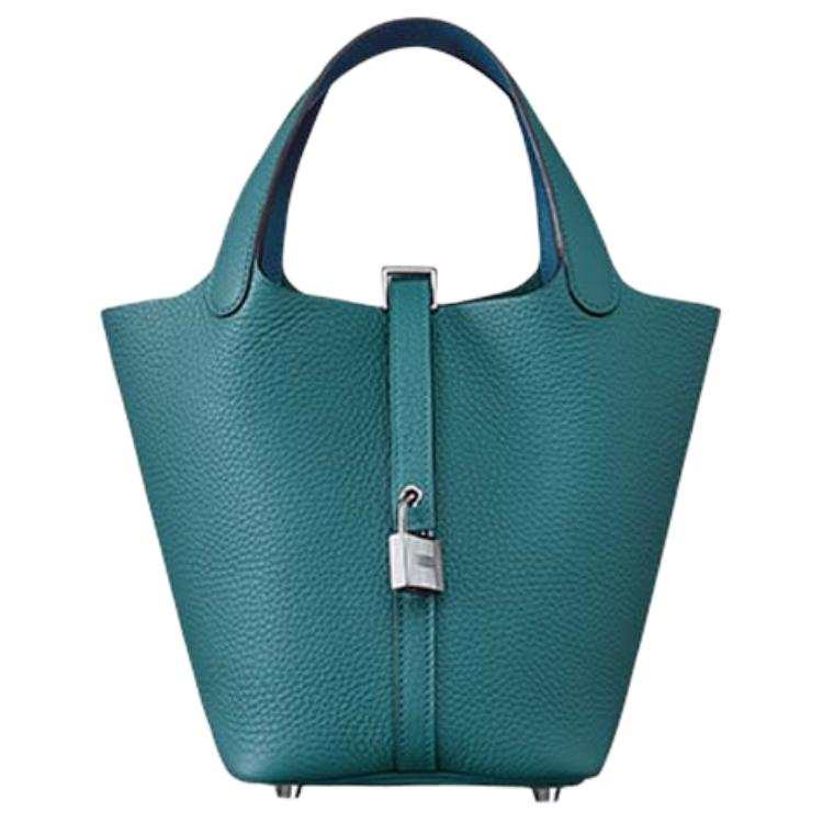 HERMES Picotin Lock Clemence With Swift Calfskin Basket Bag, Bucket Bag, Handbag 18 Women's 7G Ciel Celestial Blue