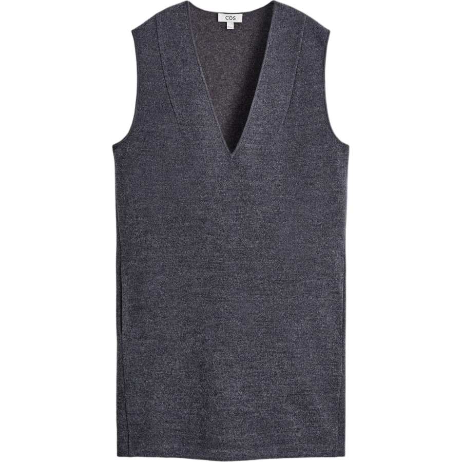 COS Sleeveless Dresses Women's Dark Gray V Neck Moderate Short