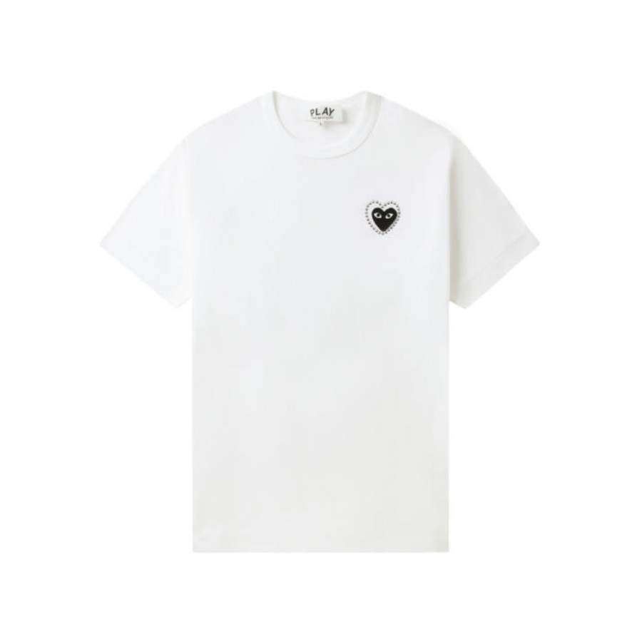 CDG Play T Shirts Unisex Black Crew Neck Moderate