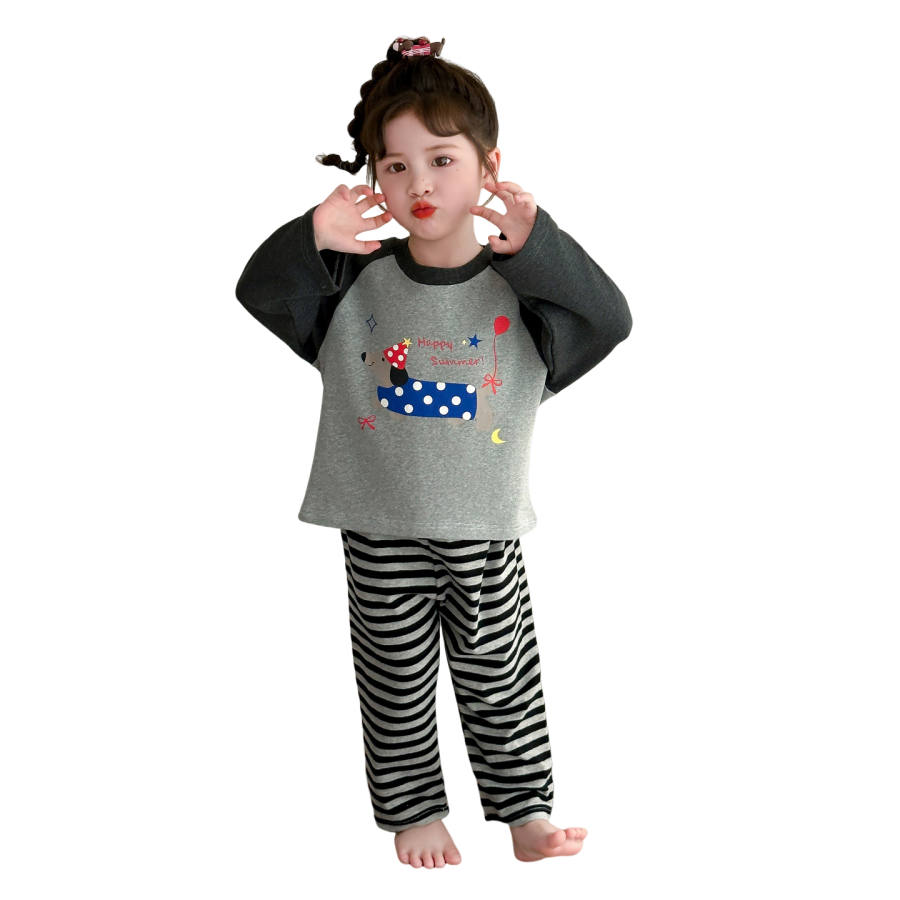 Lanza Loungewear Set Spring Fall Gray Children Aged 3 7 Years Old