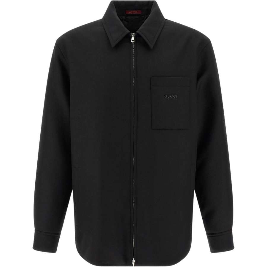 Gucci twill logo-lettering overshirt