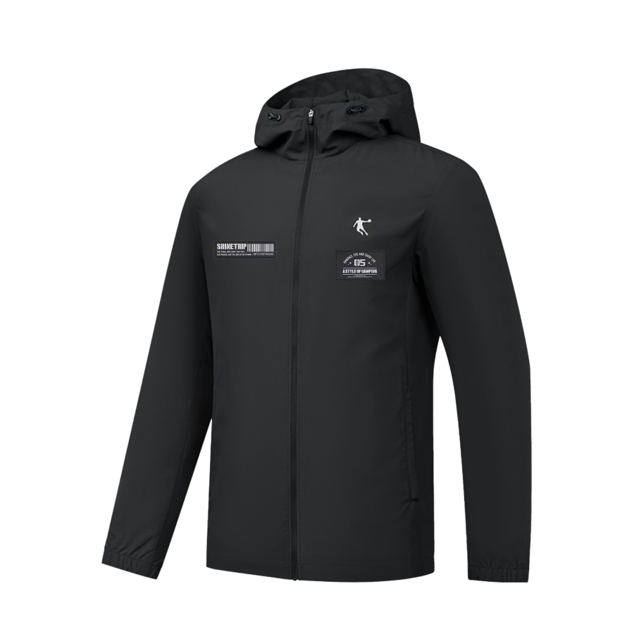 QIAODAN Trench Coats Unisex Black Hooded Moderate Other