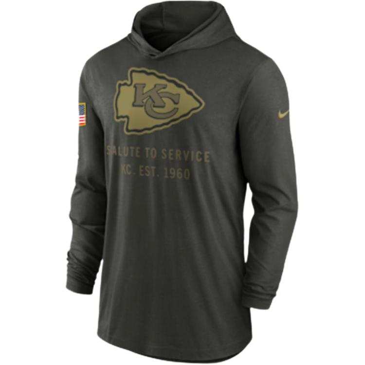 Nike Nike Kansas City Chiefs Salute to Service Sideline Men’s Nike Dri-FIT Nfl Long-Sleeve Hooded Top