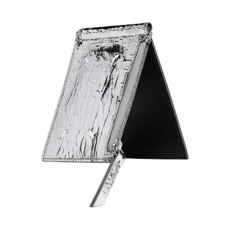 Maison Margiela Cow Split Leather Wallet Women's Silver