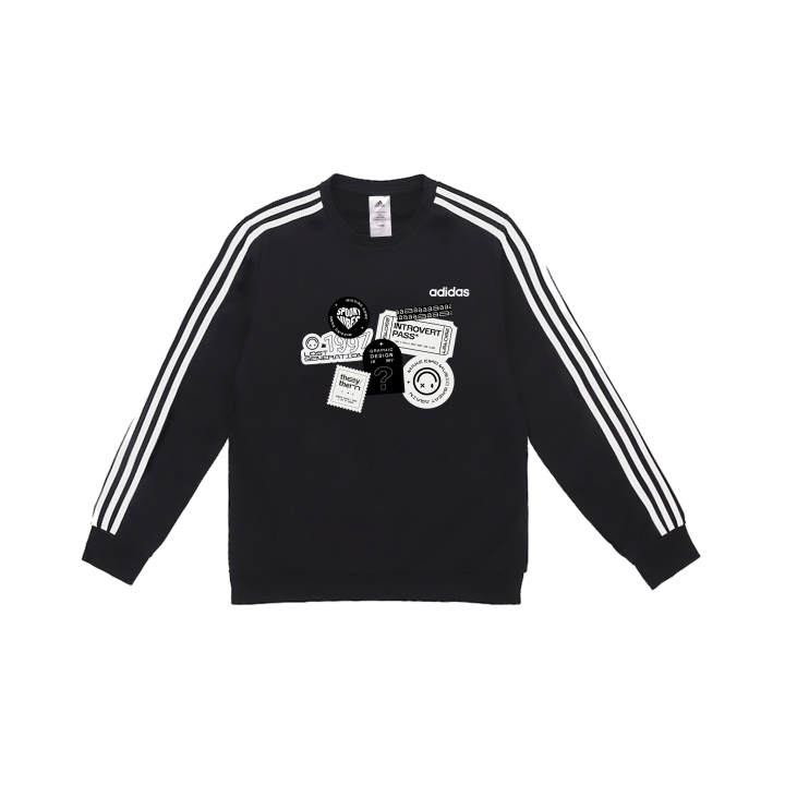 Adidas Adidas Sweatshirts Men's Black Crew Neck Moderate Regular