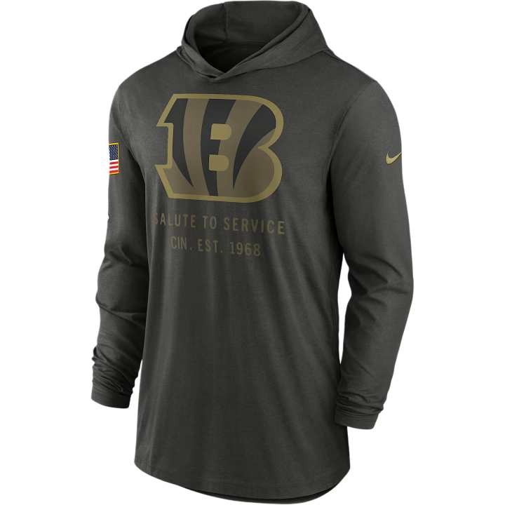 Nike Nike Cincinnati Bengals Salute to Service Sideline Men’s Nike Dri-FIT Nfl Long-Sleeve Hooded Top