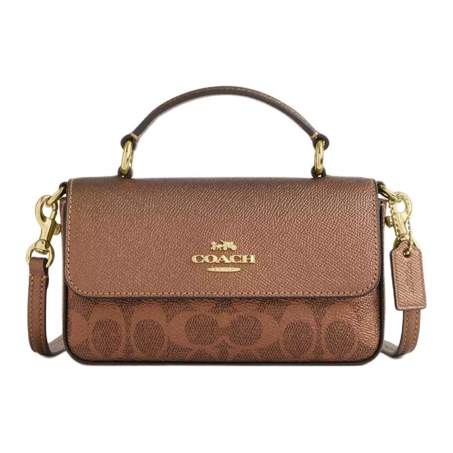 COACH Josie Coated Canvas With Leather Crossbody Handbag Small Women's Copper