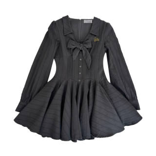 PAVLISOVA Long Sleeved Dresses Women's Black Polo Collar Moderate Short