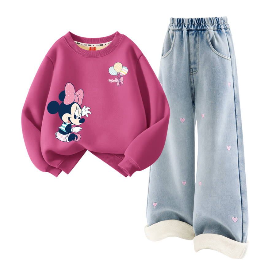 Disney Kids Casual Sportswear Crew Neck Thickened And Fleece Lined